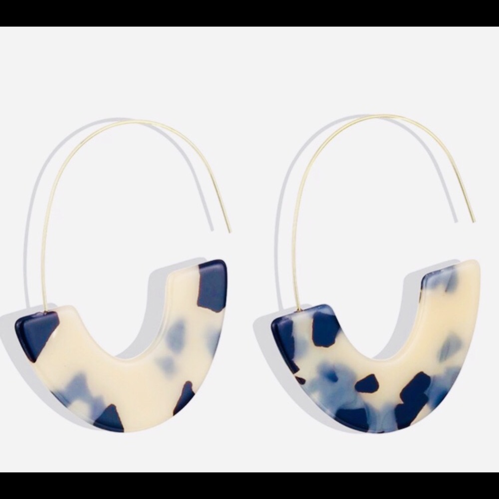 Acrylic Hoop Earrings - Cream/Black